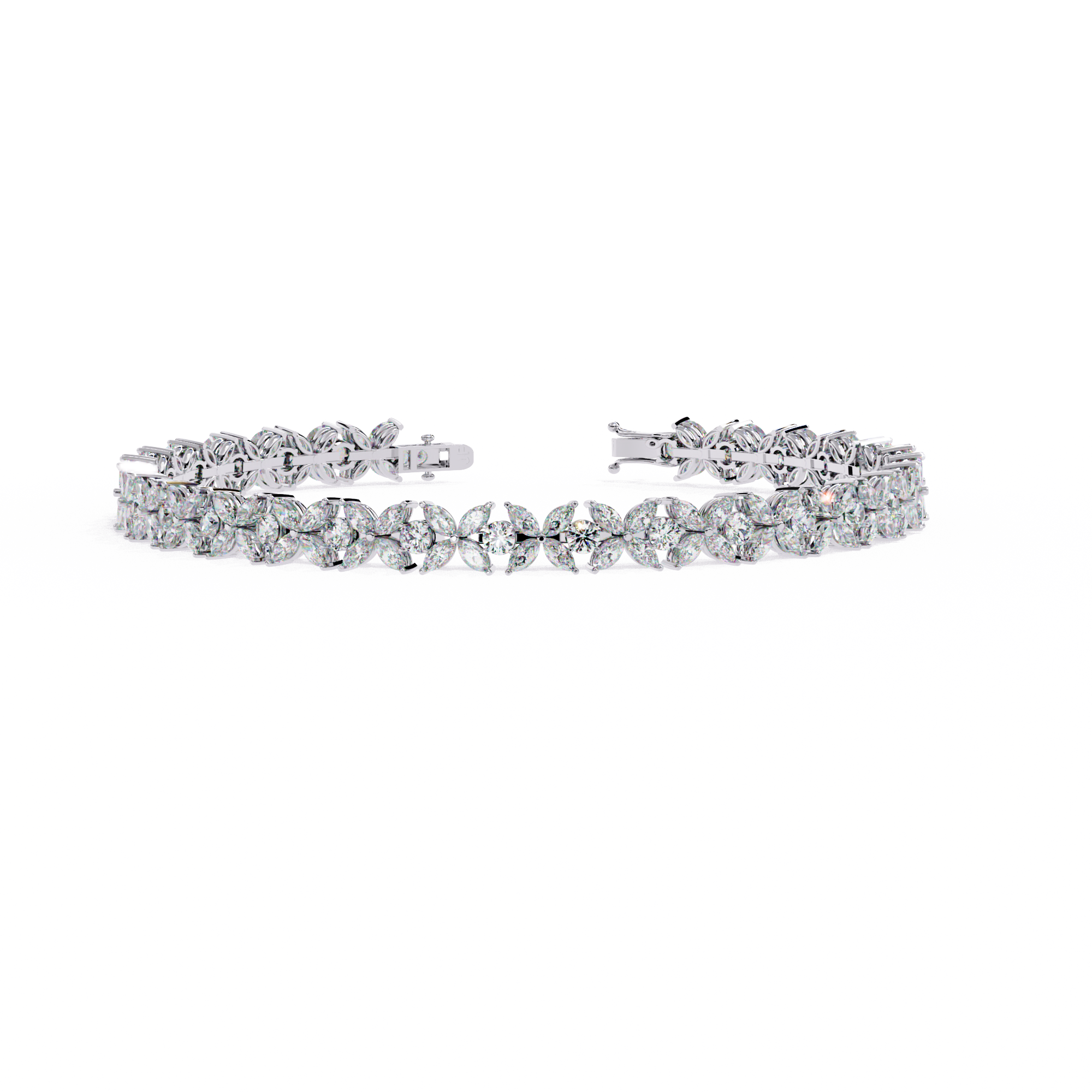Solitairekart 6.25ct Marquise Floral Lab Grown Diamond Tennis Bracelet